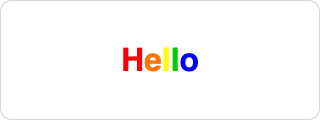 Copied Rainbow HTML rendered on a controlled local page: Hello retains its red, orange, yellow, green and blue letter spans.